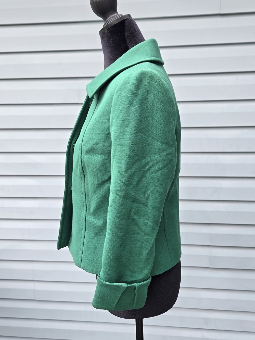 Tahari Arthur S. Levine Emerald Green Short Jacket Blazer Cuffed Sleeves 2P - Picture 2 of 10
